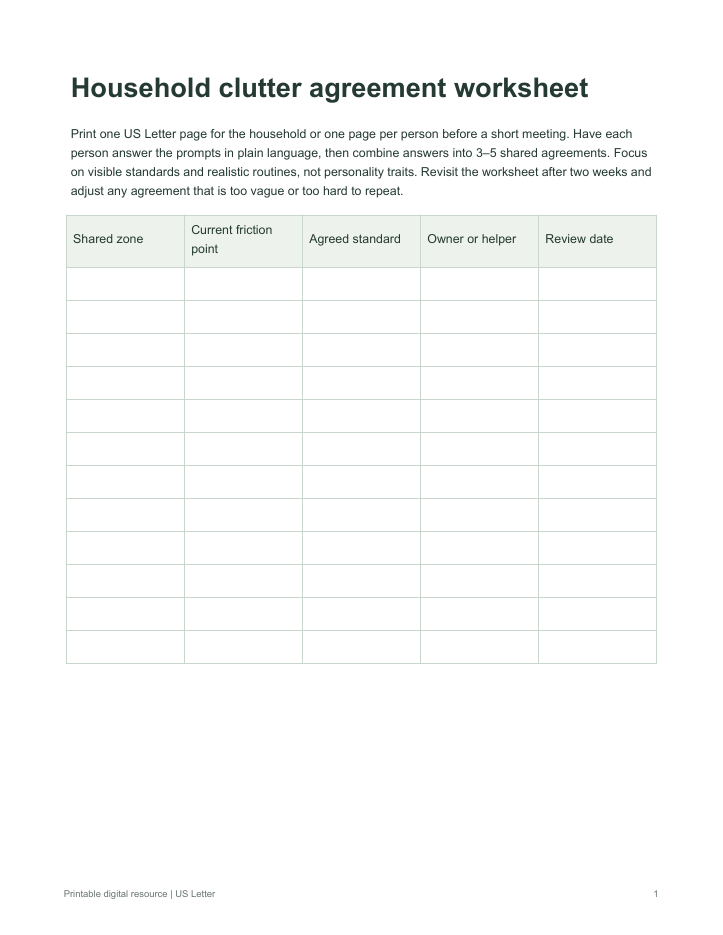 Family Clutter Peace Plan: Shared-Household Chore & Reset Cards - Image 3